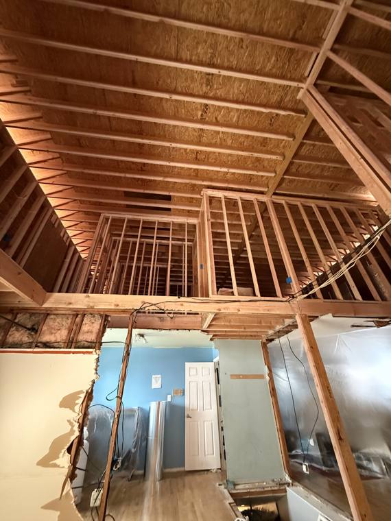 Framed coffered ceiling over a kitchen