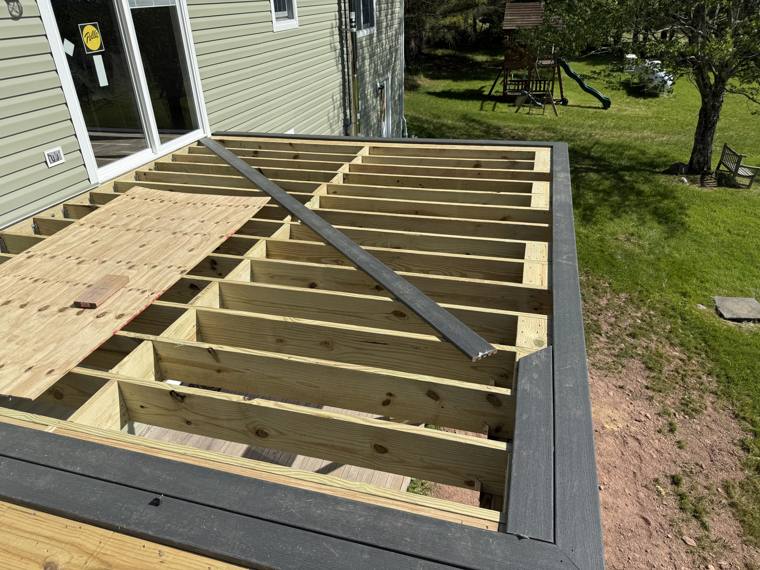 Deck joists with blocking before decking